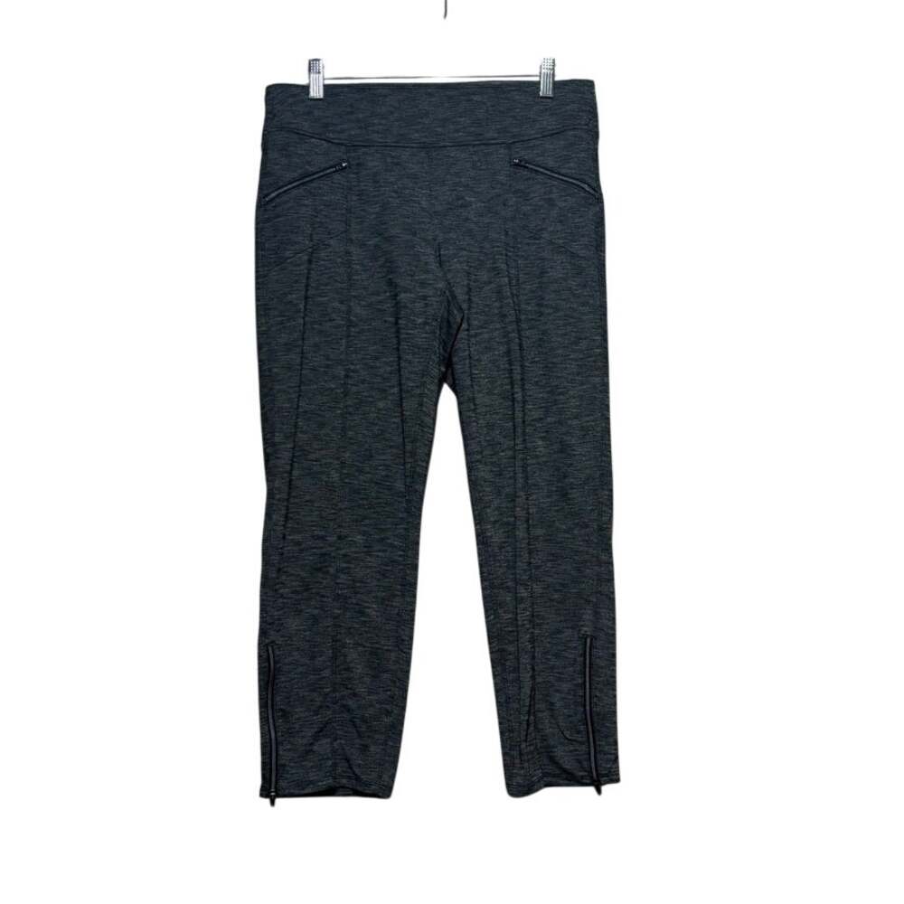Athleta Womens Medium Tall Gray Crop Pants Zip Pockets Ankle Zip Stretch